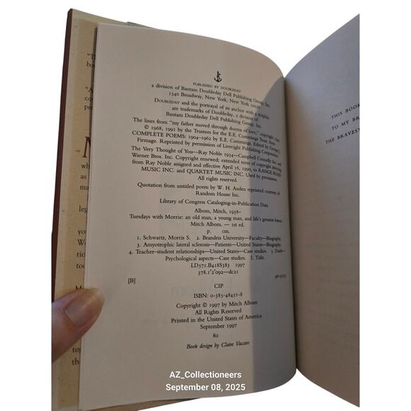 Tuesdays with Morrie by Mitch Albom 0385484518 doubleday - Picture 6 of 7